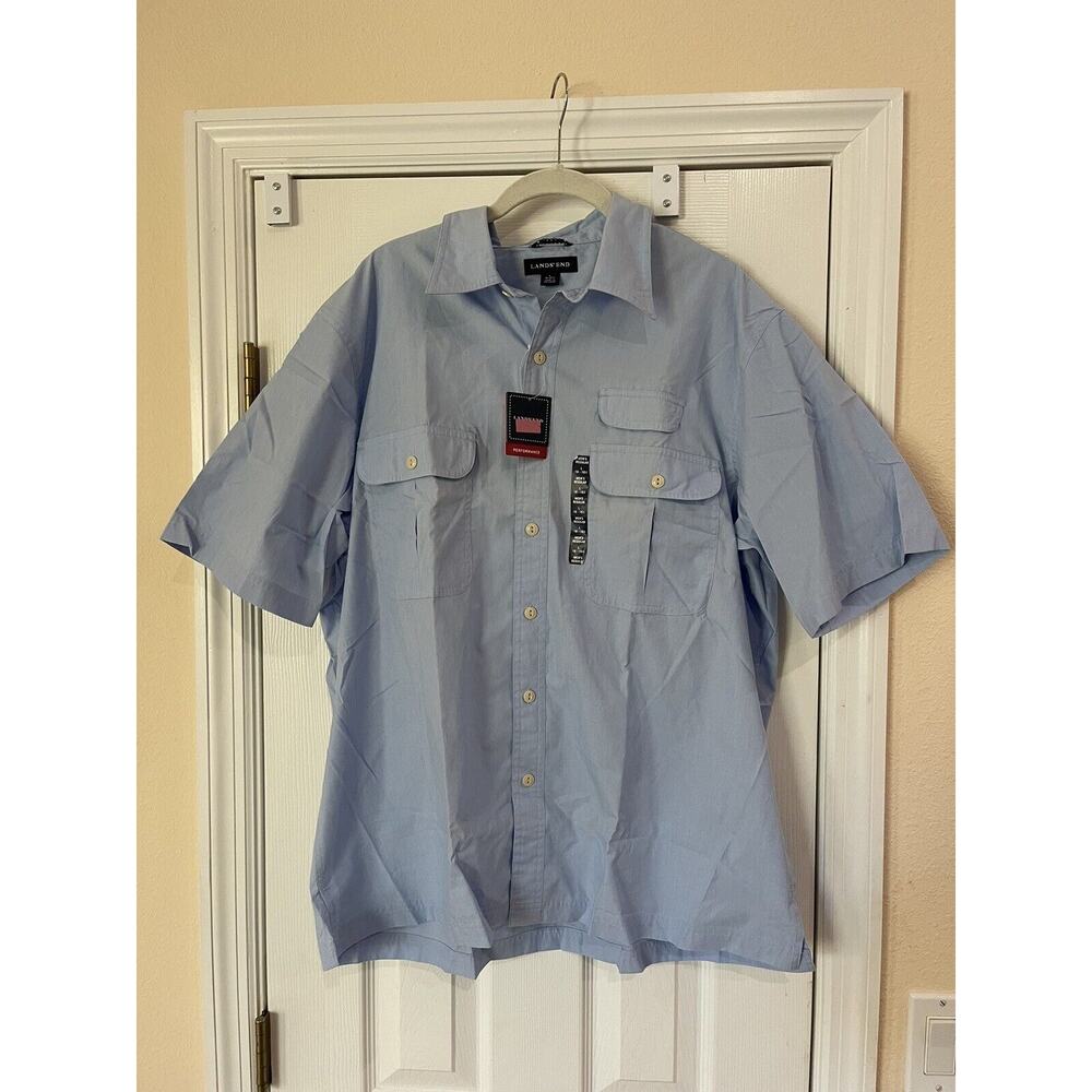 Lands End Short Sleeve Button Down Shirt Size Large